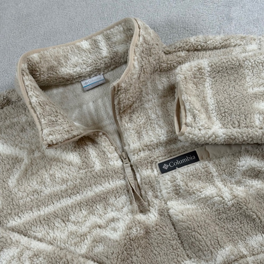 Columbia Rugged Ridge High Pile Half Zip Fleece Pullover Tan Geo Mens XXL NEW